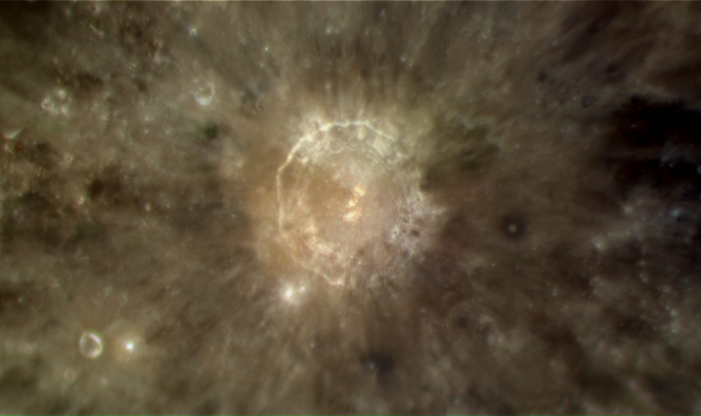 ภาพถ่ายหลุมบนดวงจันทร์ผ่านกล้องดูดาว (Copernicus Enhanced Color) ถ่ายภาพ กล้องดูดาว ความละเอียดสูง