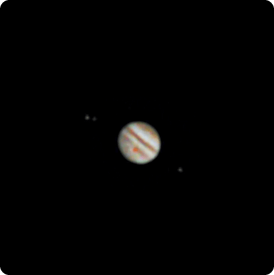 Jupiter & its moons : Captured by Unistellar TelescopeNote : The Great Red Spot visible