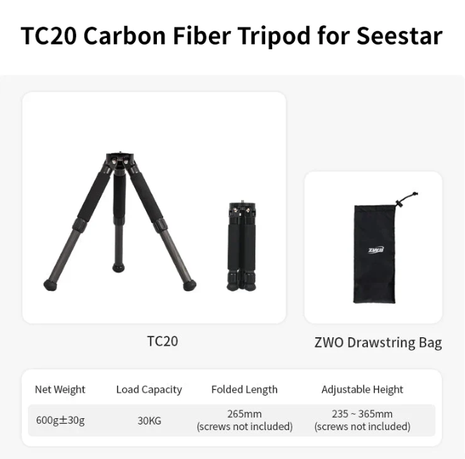 Seestar TH10 Fluid Tripod Head With TC20 Carbon Fiber Tripods - Image 2